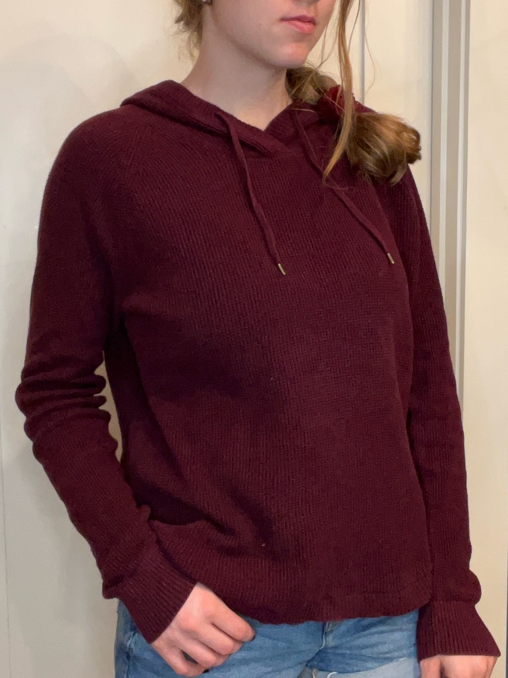 Ralph Lauren Maroon Hooded Knit Sweater